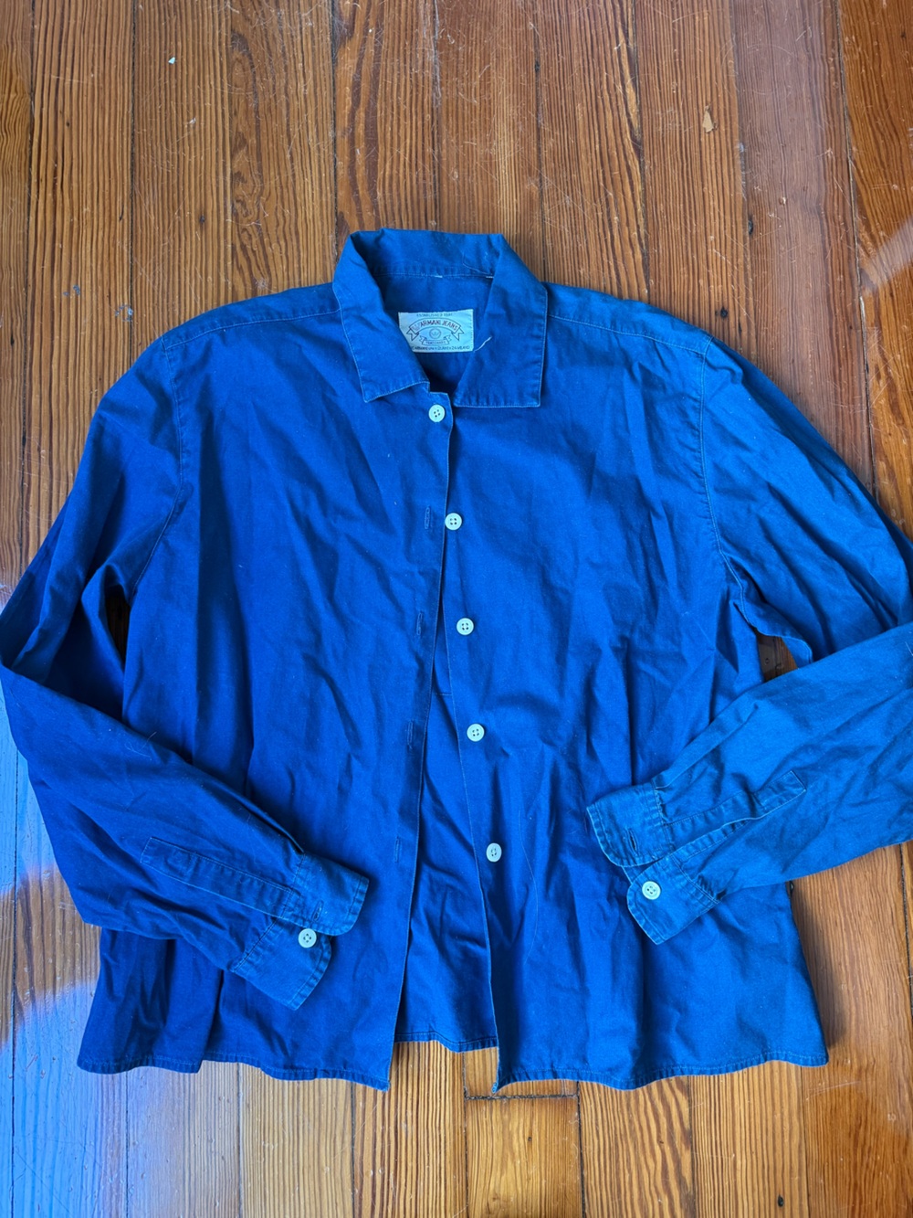 Armani Jeans Men's Royal Blue Button-Down Shirt